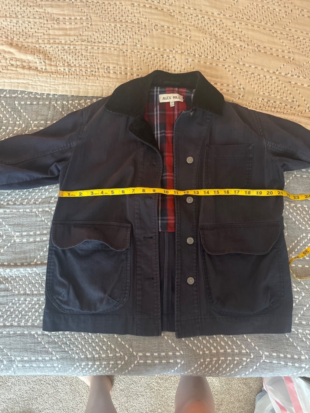 Alex Mill Navy Mel Herringbone Jacket XS - Picture 3 of 4